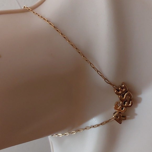 REESE Personalized Letter Charms Gold Tone Necklace High Gloss Quality Made - Picture 2 of 6